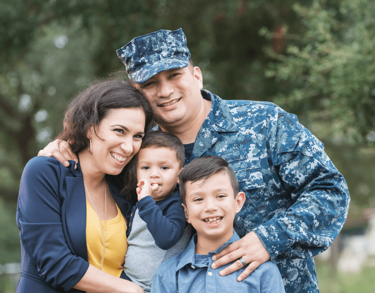 Military family packing for a move