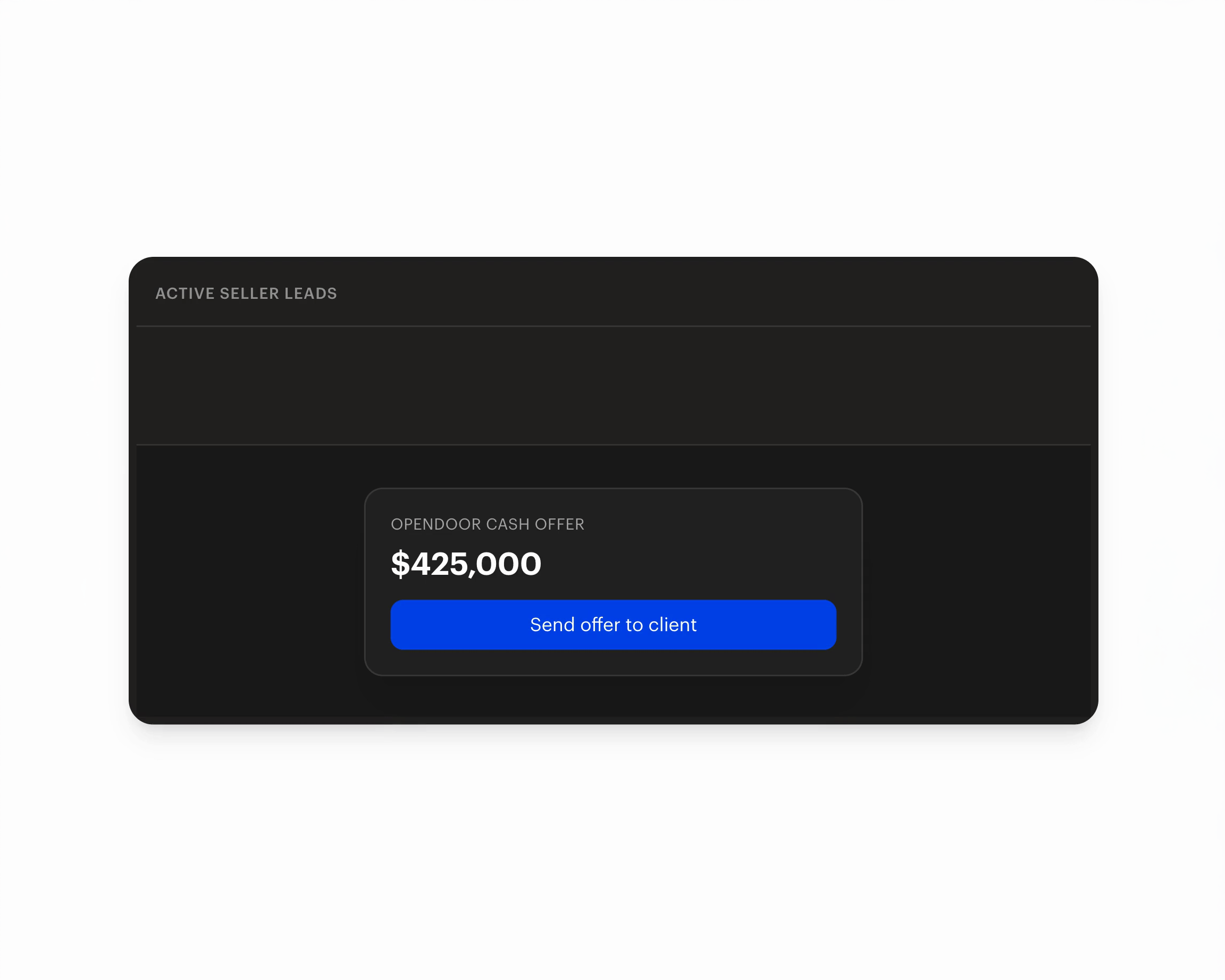 Seller lead cash offer module.