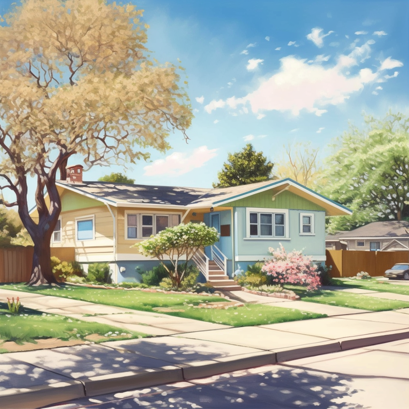 Sunny yellow home exterior