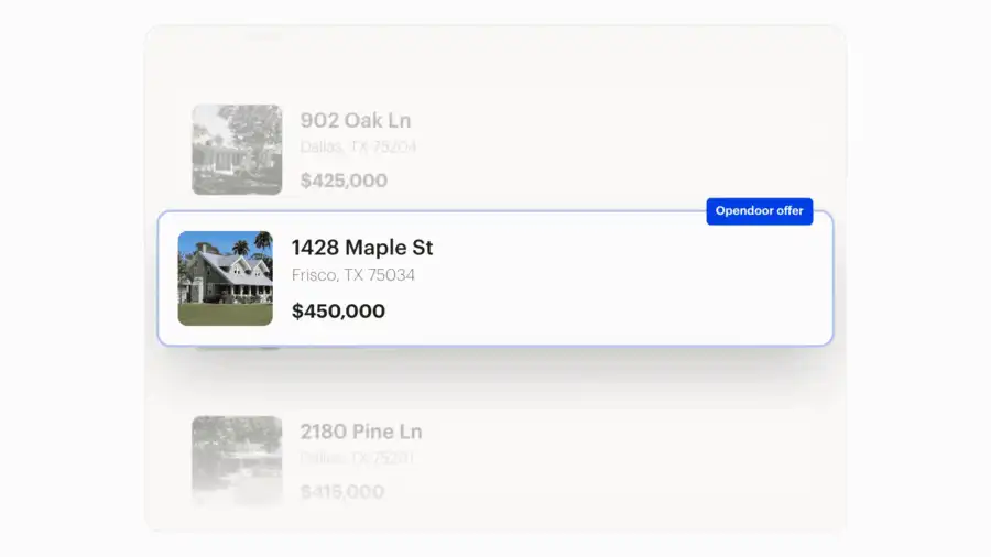 Real estate marketplace cash offer interface.