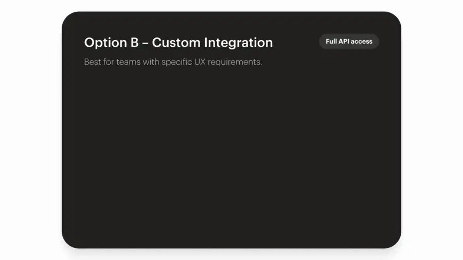Custom Partner API integration interface.